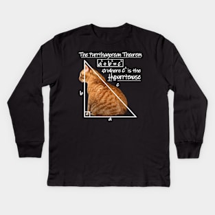 The Purrthagorean Theorem to find the hypurrtenuse. Kids Long Sleeve T-Shirt